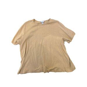 CJ Banks Womens 3X Beige Short Sleeve 100% Cotton T-Shirt Cozy Basic